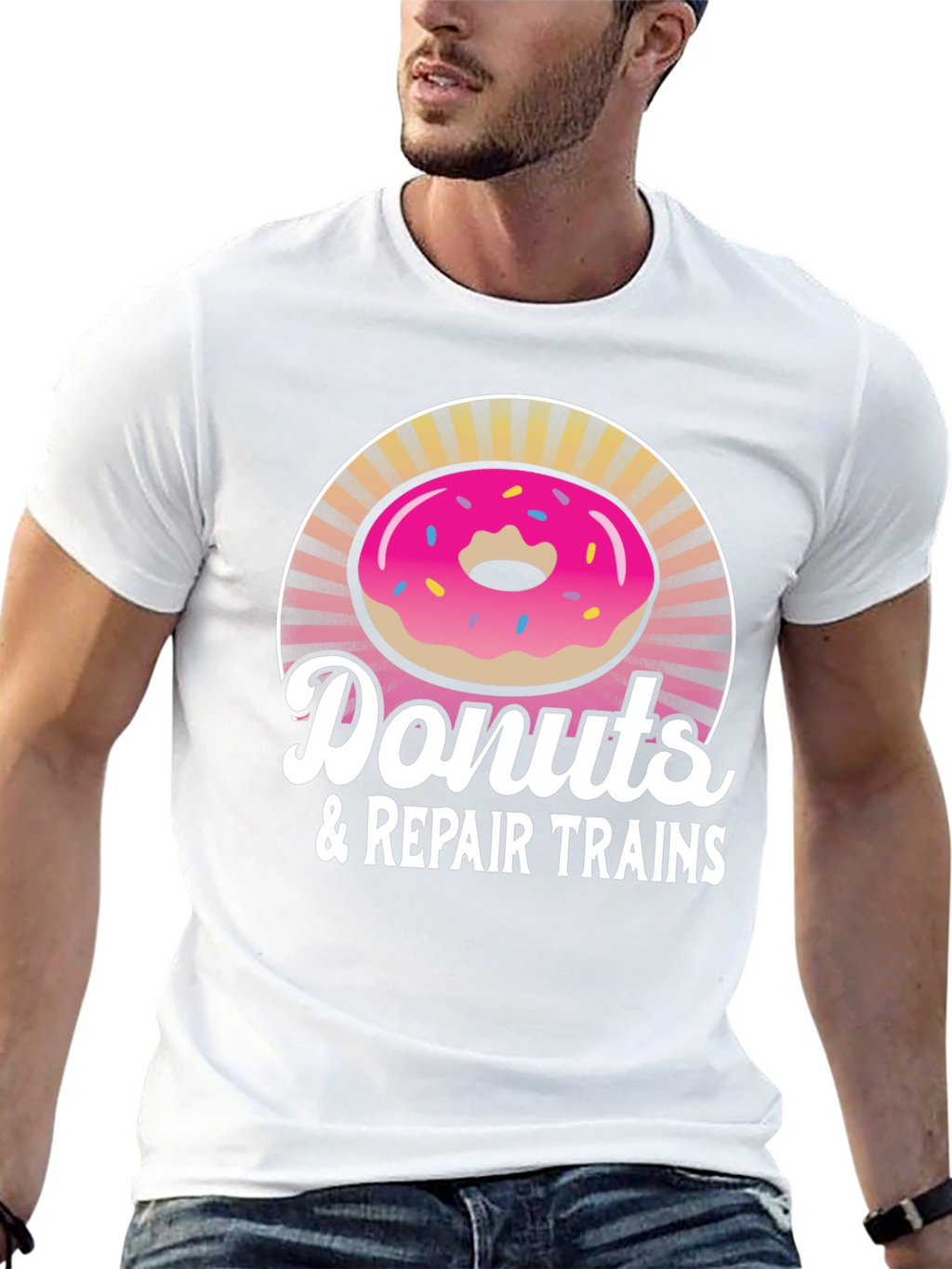 Donuts & Repair Trains Graphic T-Shirt