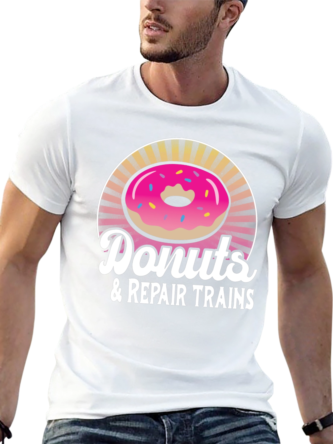 Donuts & Repair Trains Graphic T-Shirt