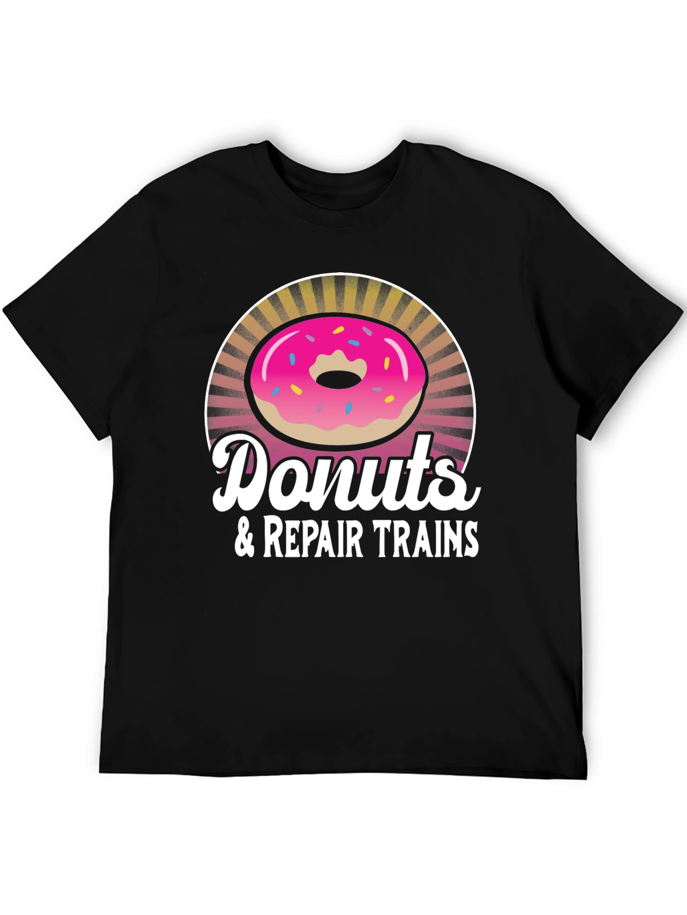 Donuts & Repair Trains Graphic T-Shirt