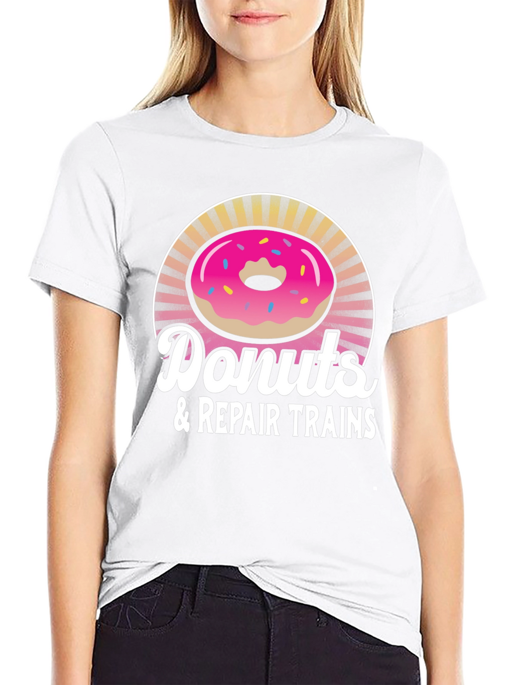 Donuts & Repair Trains Graphic T-Shirt