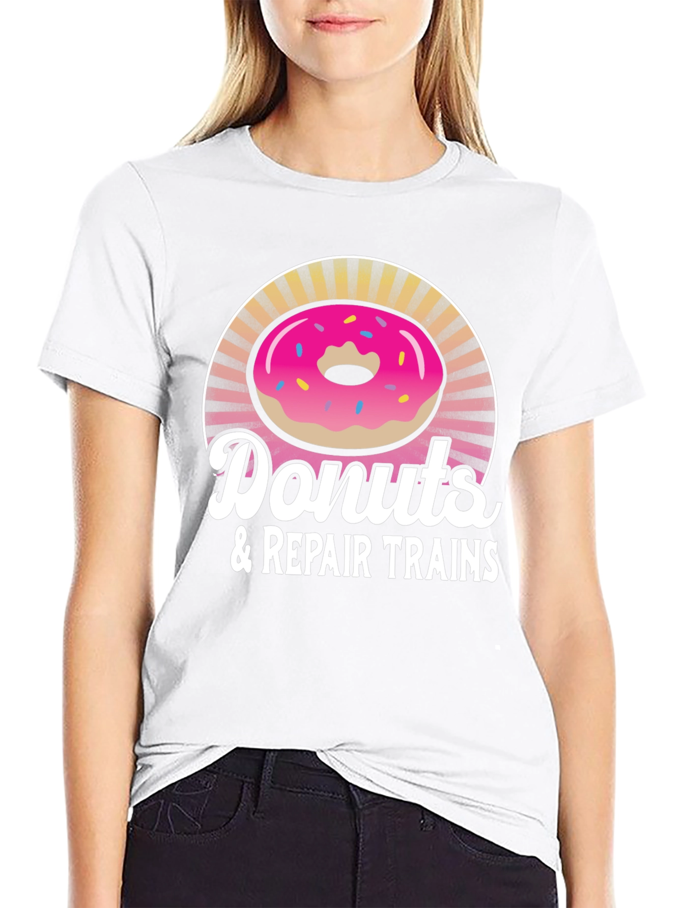 Donuts & Repair Trains Graphic T-Shirt