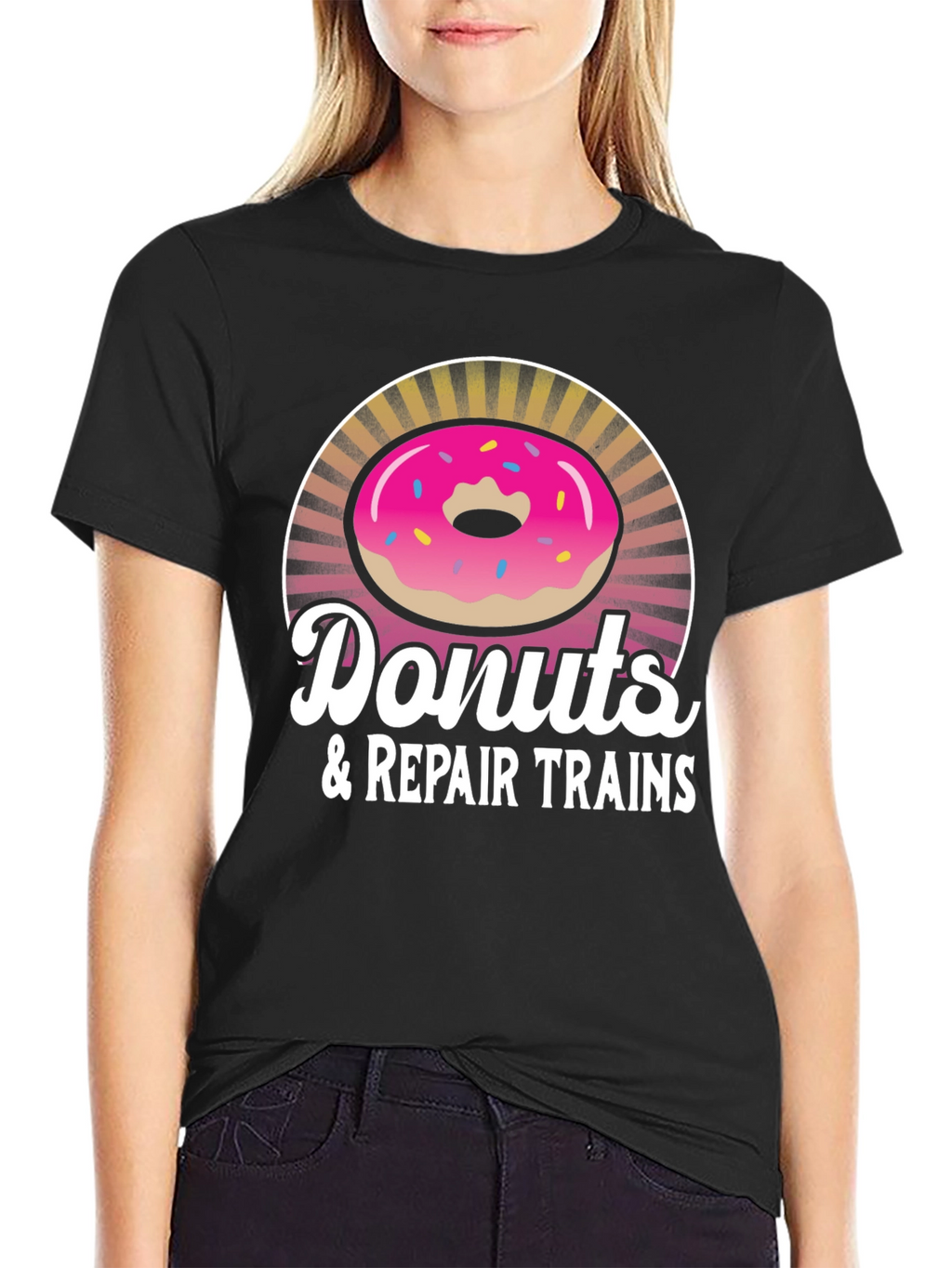 Donuts & Repair Trains Graphic T-Shirt
