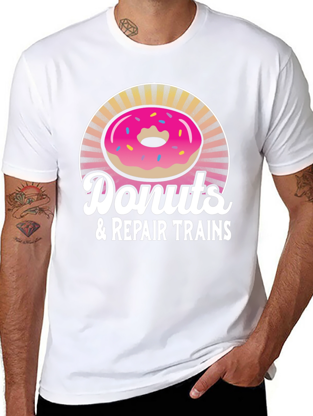 Donuts & Repair Trains Graphic T-Shirt