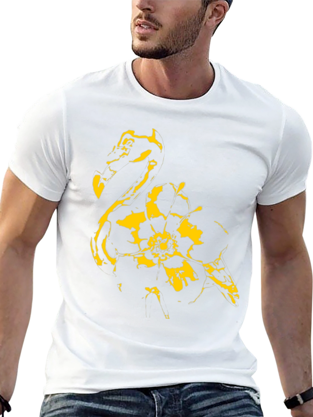 Abstract Flamingo Graphic Black T-Shirt