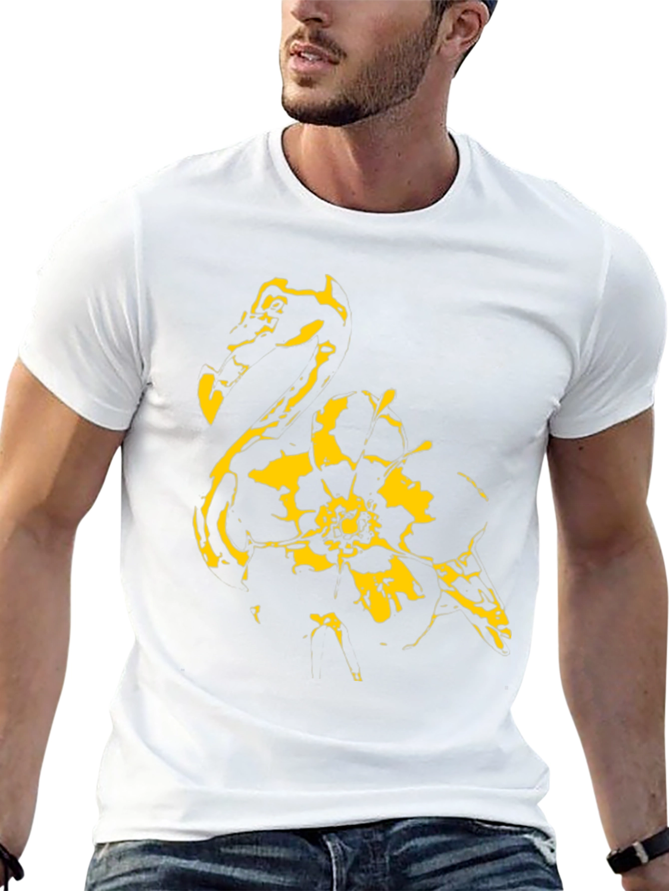 Abstract Flamingo Graphic Black T-Shirt