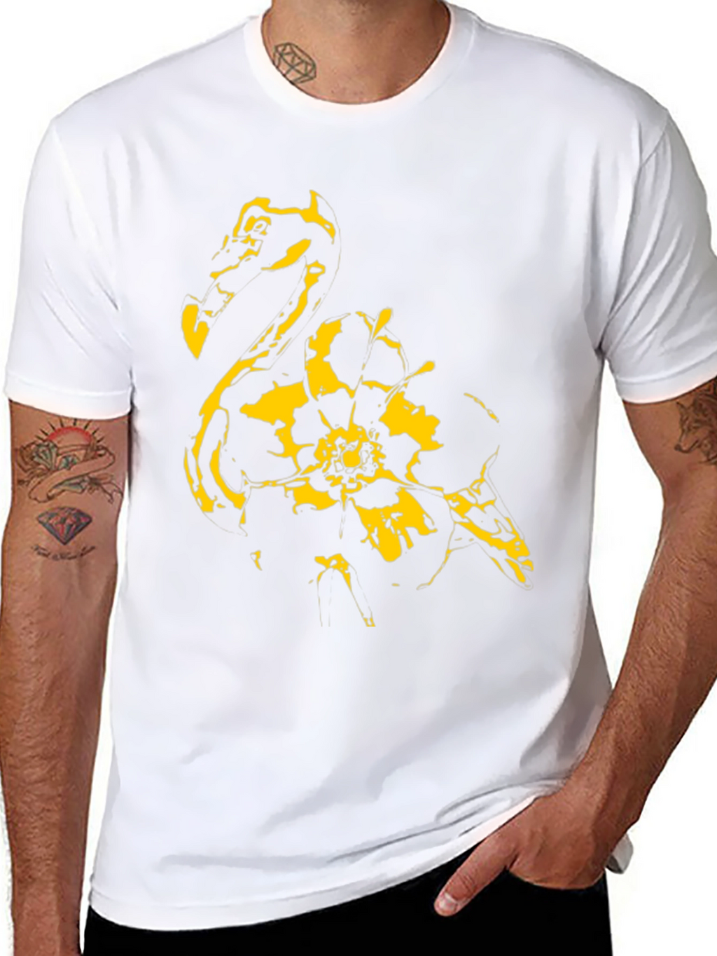 Abstract Flamingo Graphic Black T-Shirt