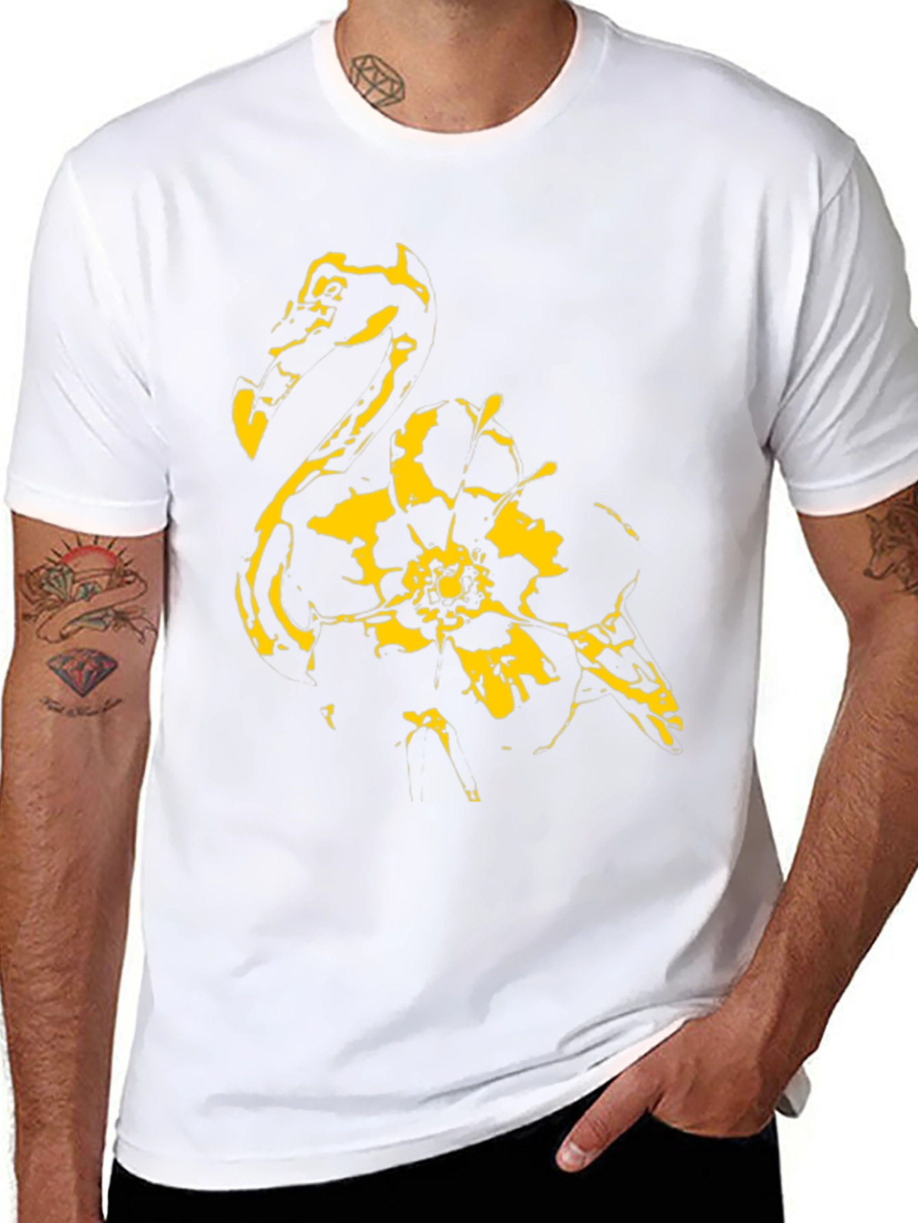 Abstract Flamingo Graphic Black T-Shirt