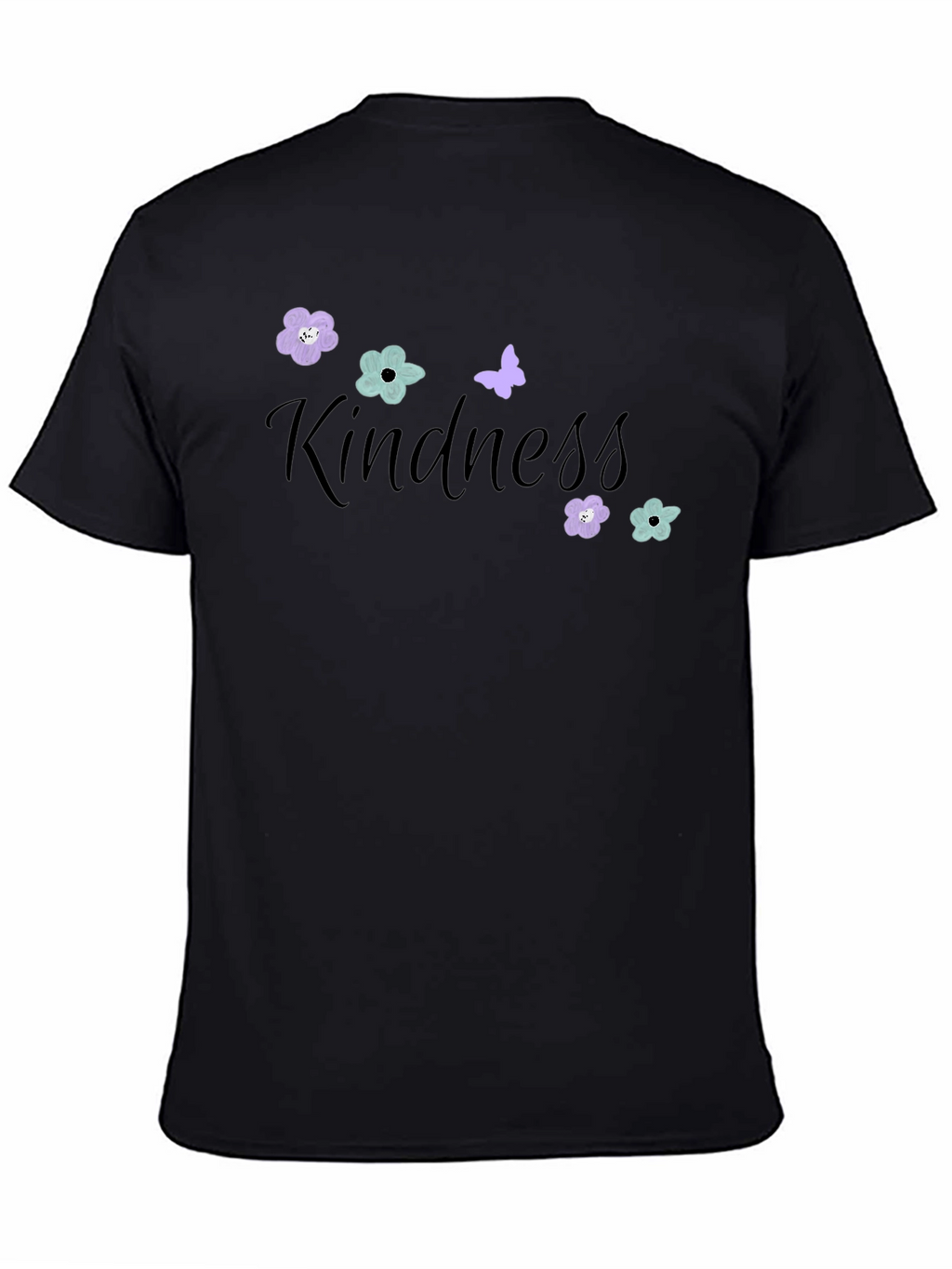 Kindness Flower & Butterfly Black T-Shirt