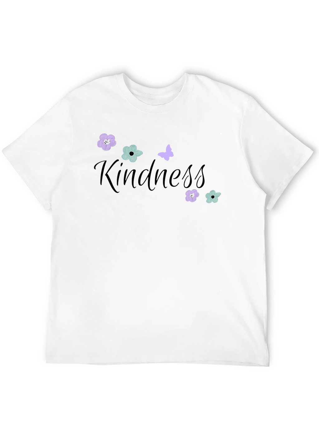 Kindness Flower & Butterfly Black T-Shirt