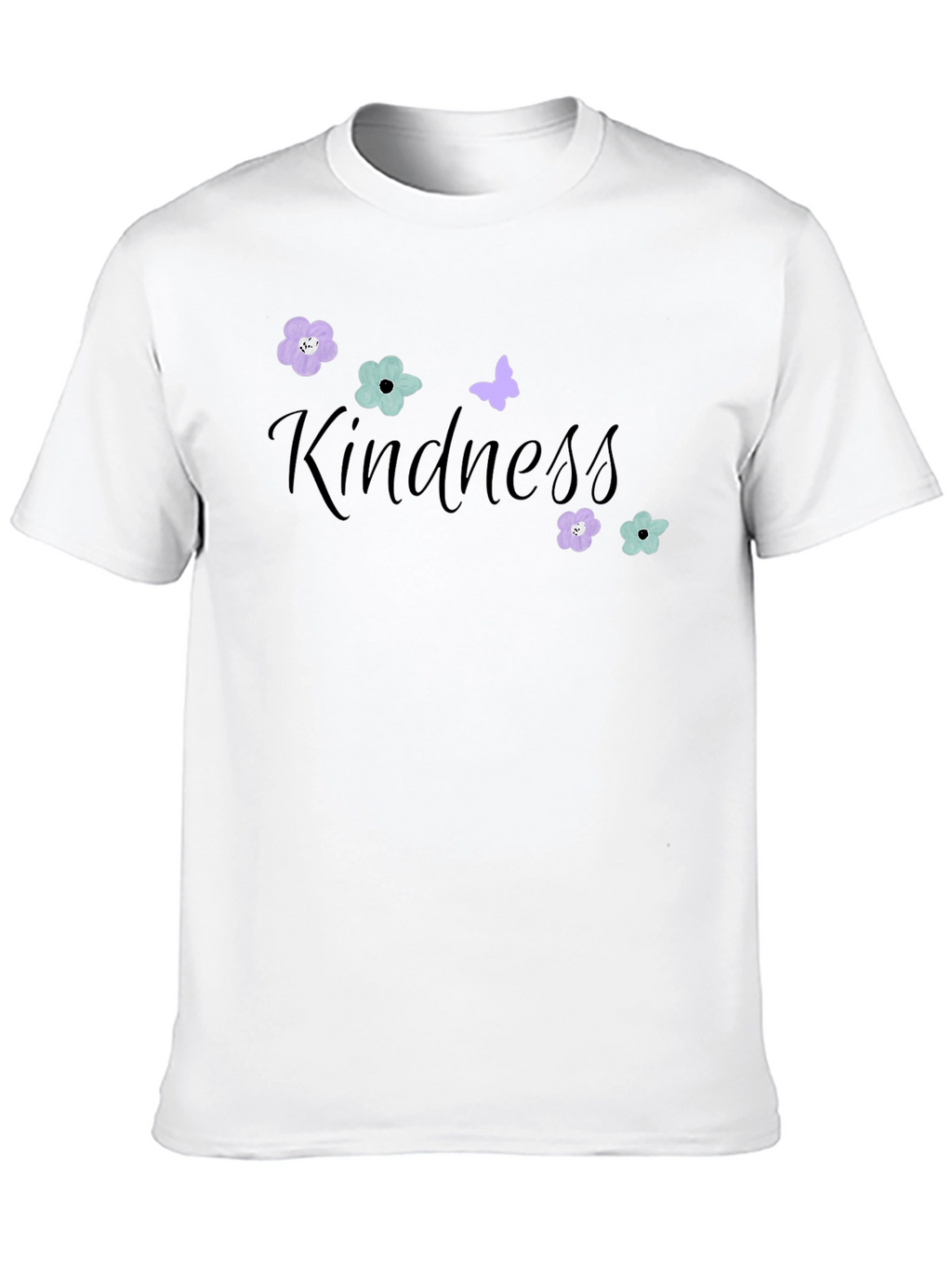 Kindness Flower & Butterfly Black T-Shirt
