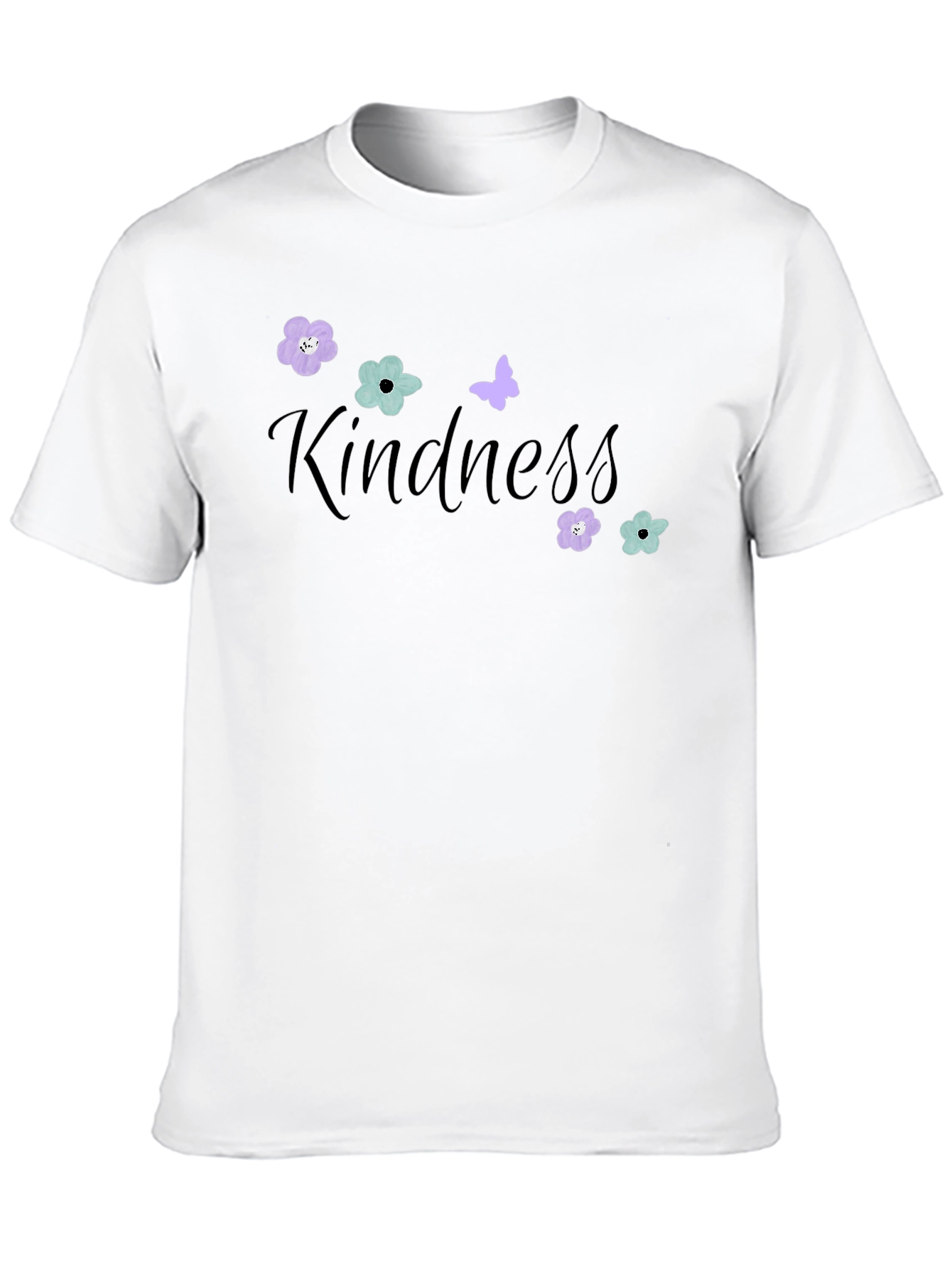 Kindness Flower & Butterfly Black T-Shirt
