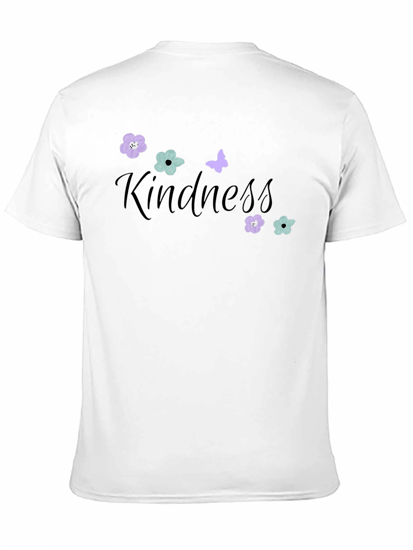 Kindness Flower & Butterfly Black T-Shirt