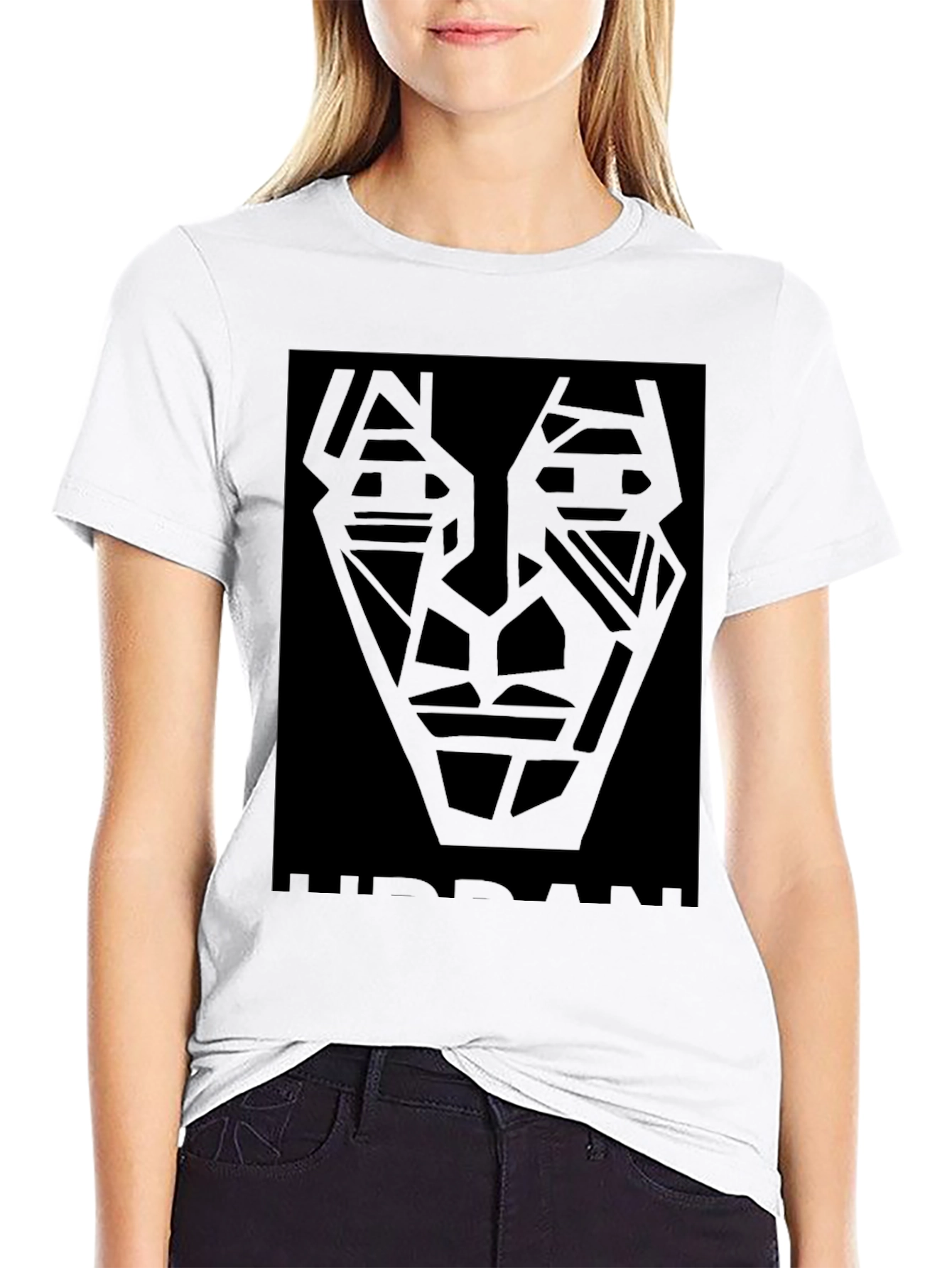 Abstract Geometric Face Black T-Shirt