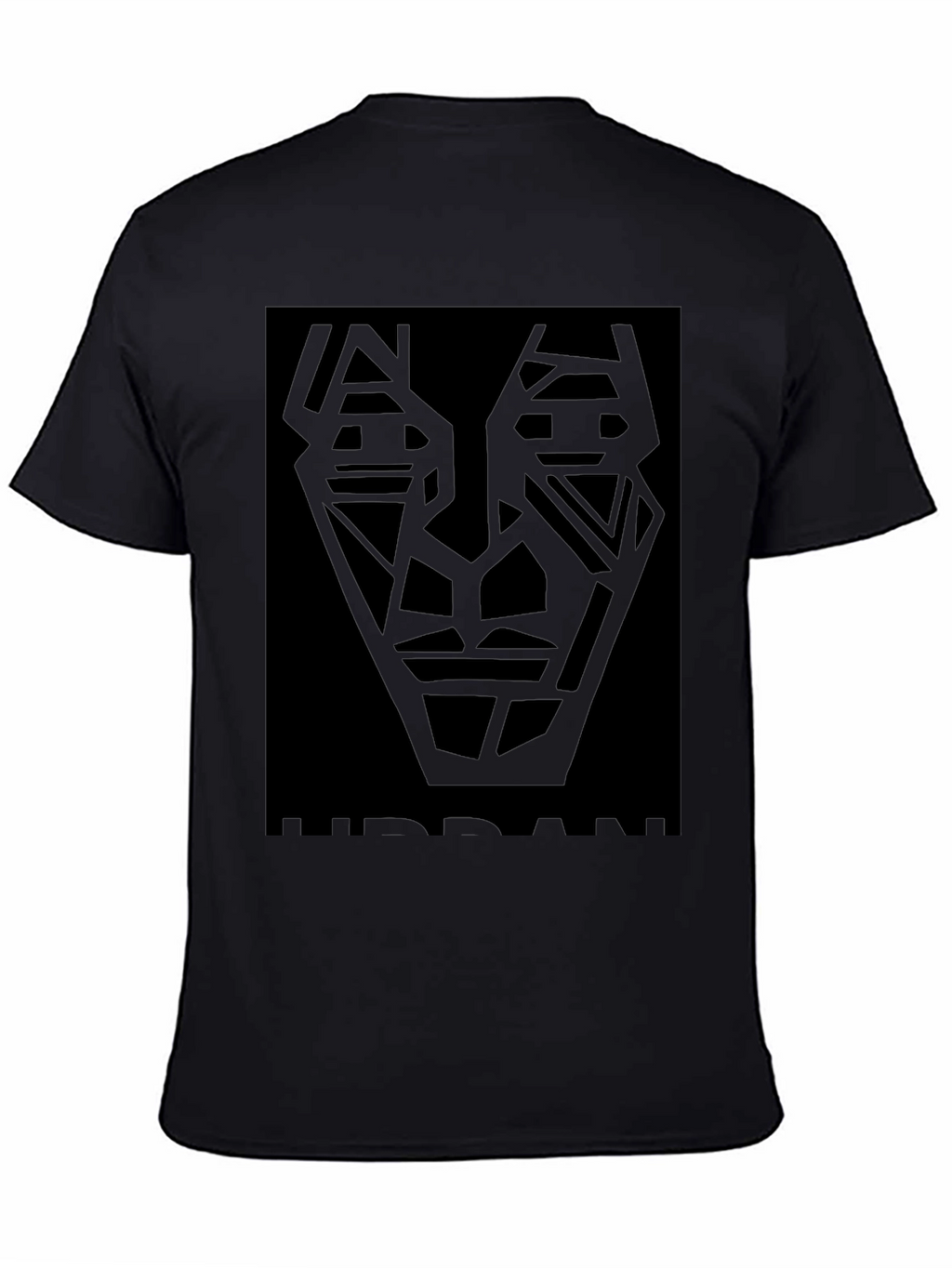 Abstract Geometric Face Black T-Shirt