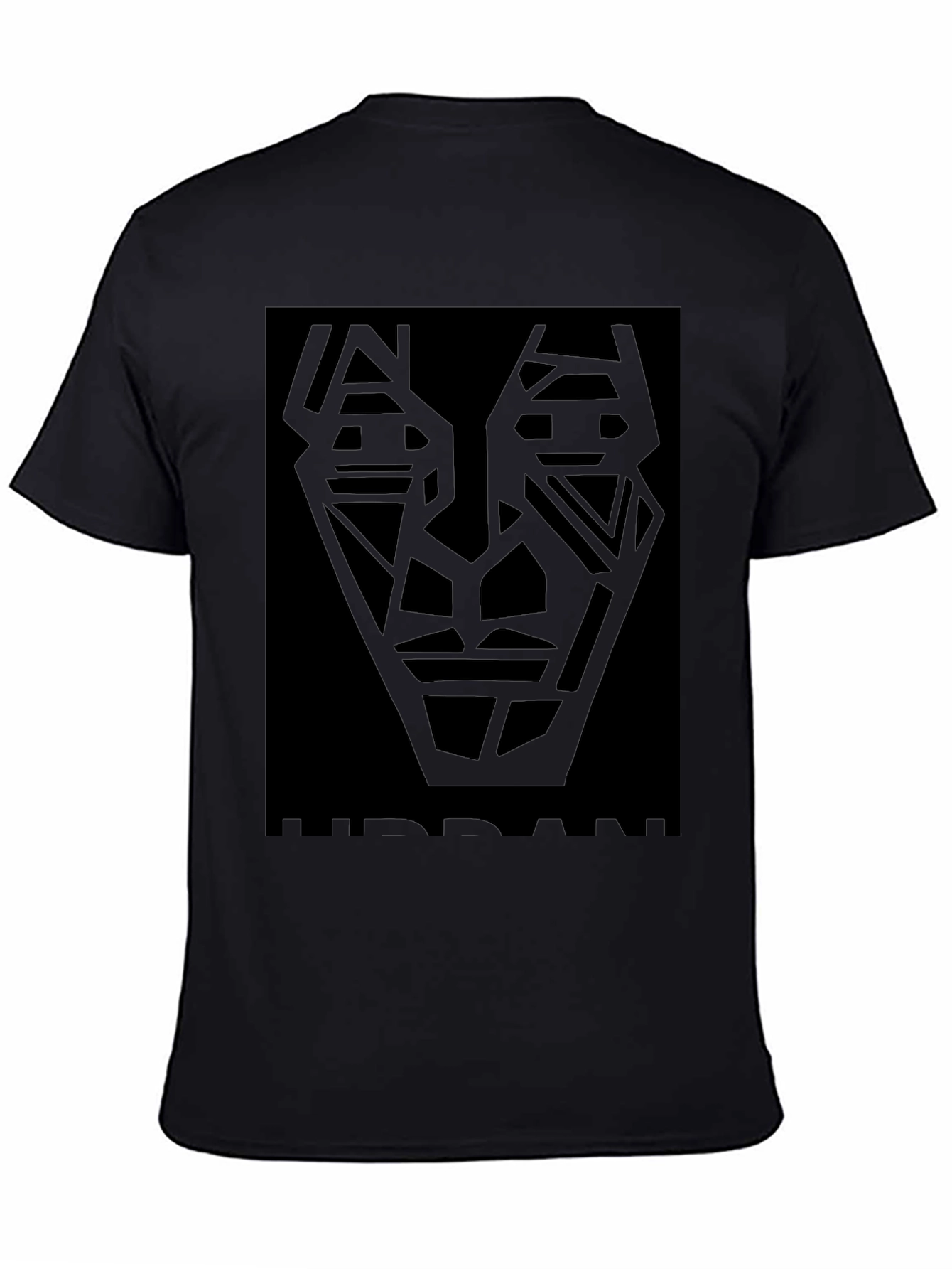 Abstract Geometric Face Black T-Shirt