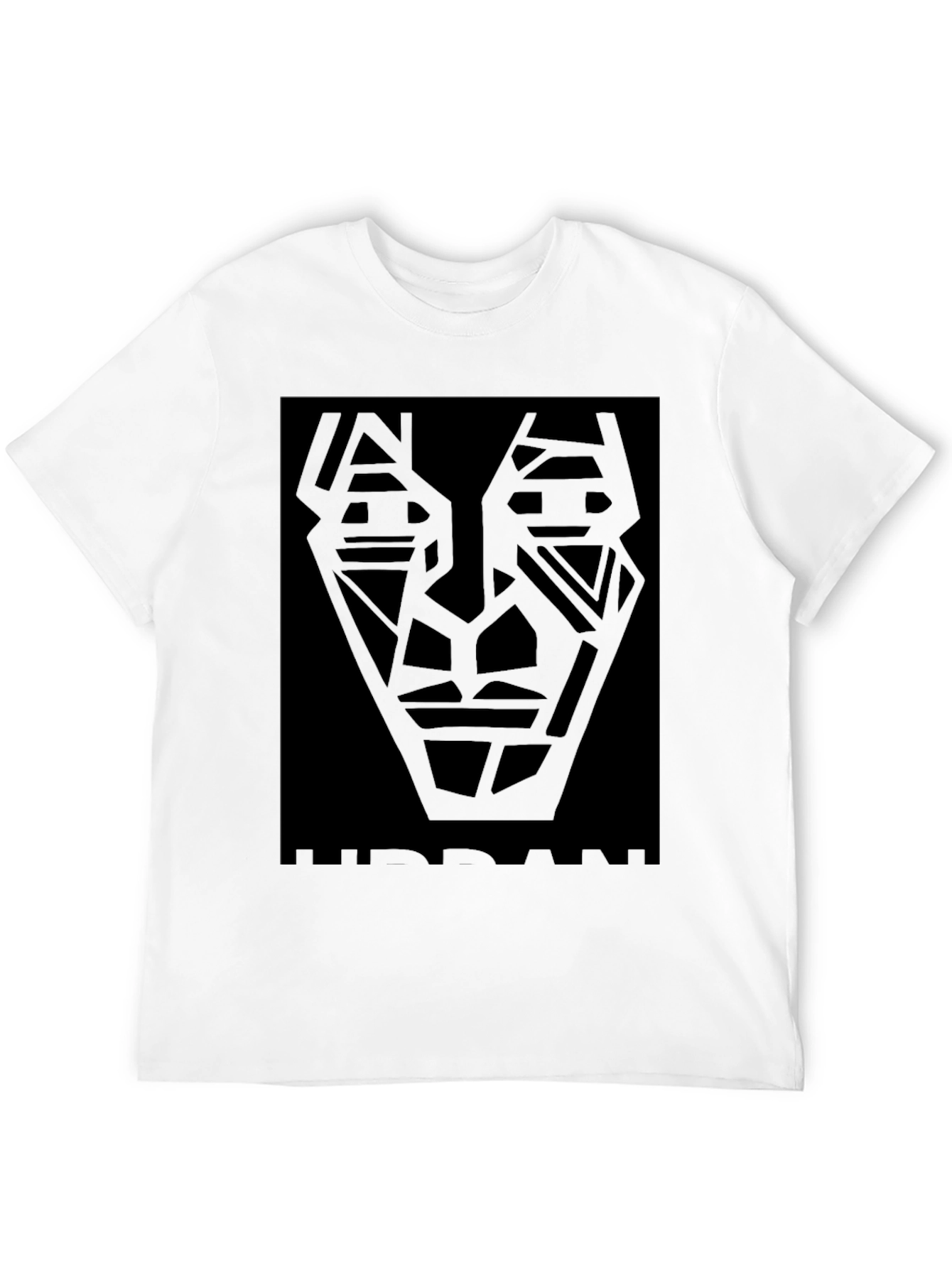Abstract Geometric Face Black T-Shirt
