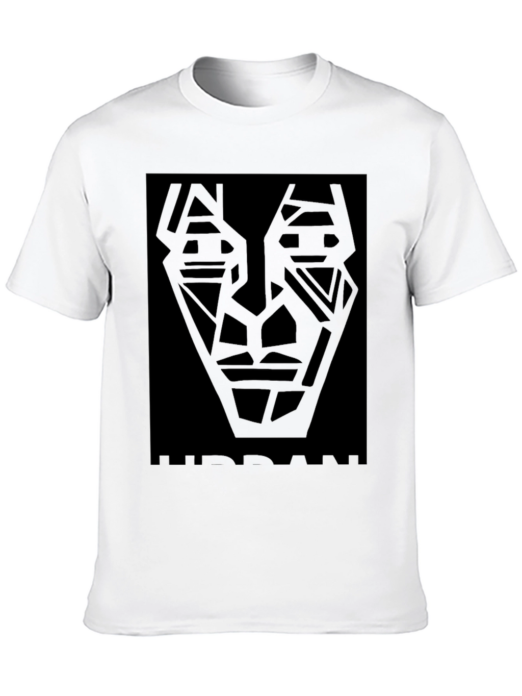 Abstract Geometric Face Black T-Shirt