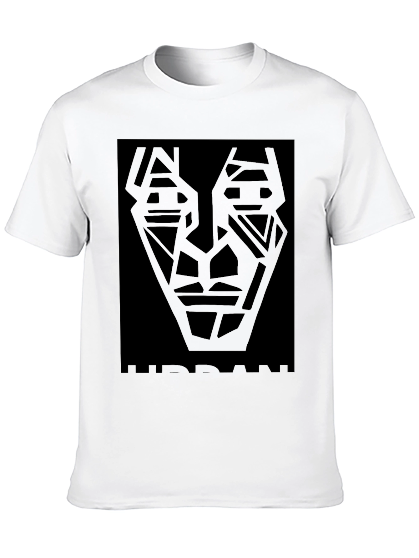 Abstract Geometric Face Black T-Shirt