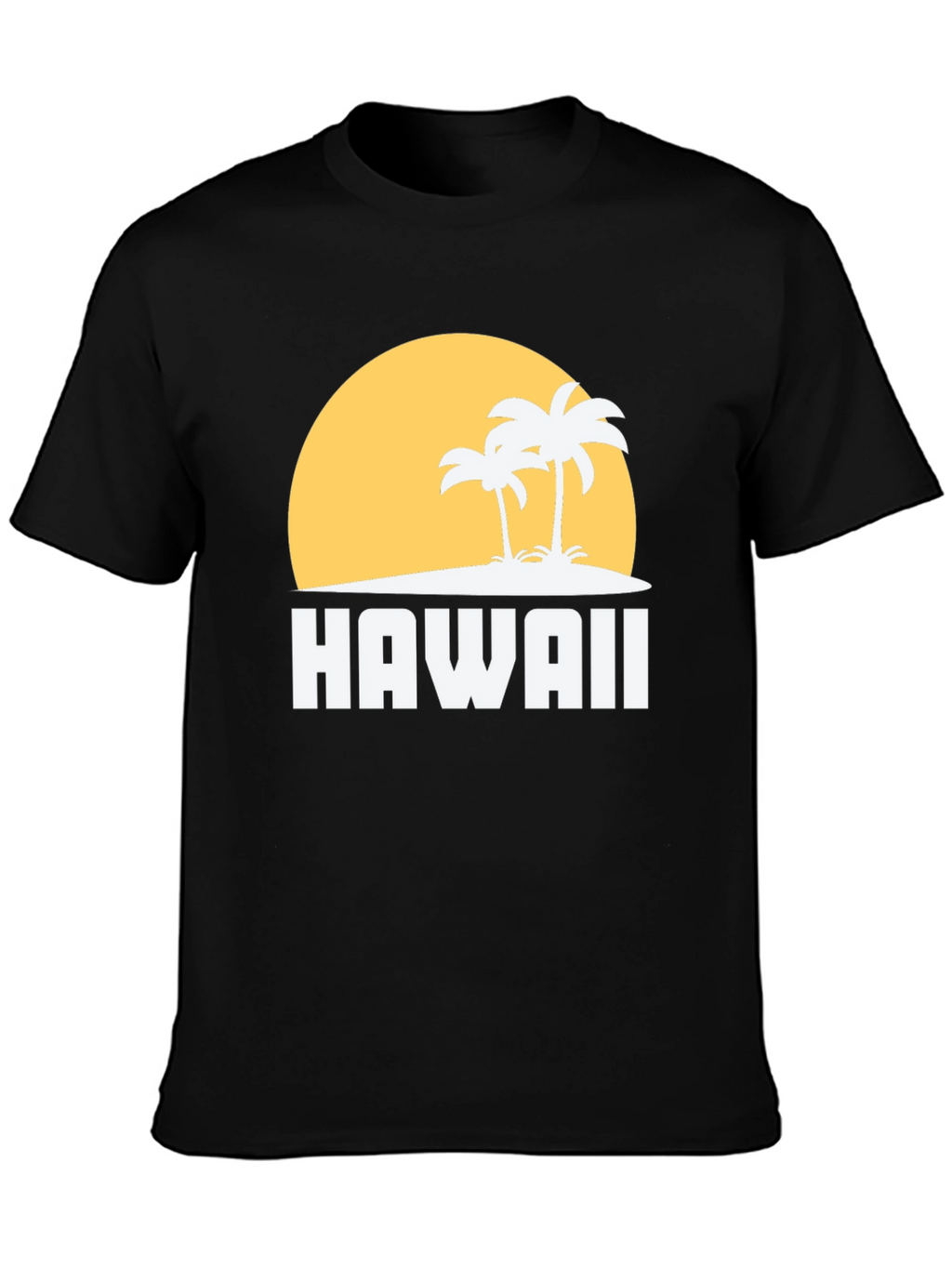 Hawaii Sunset Palm Tree Graphic Tee - Black