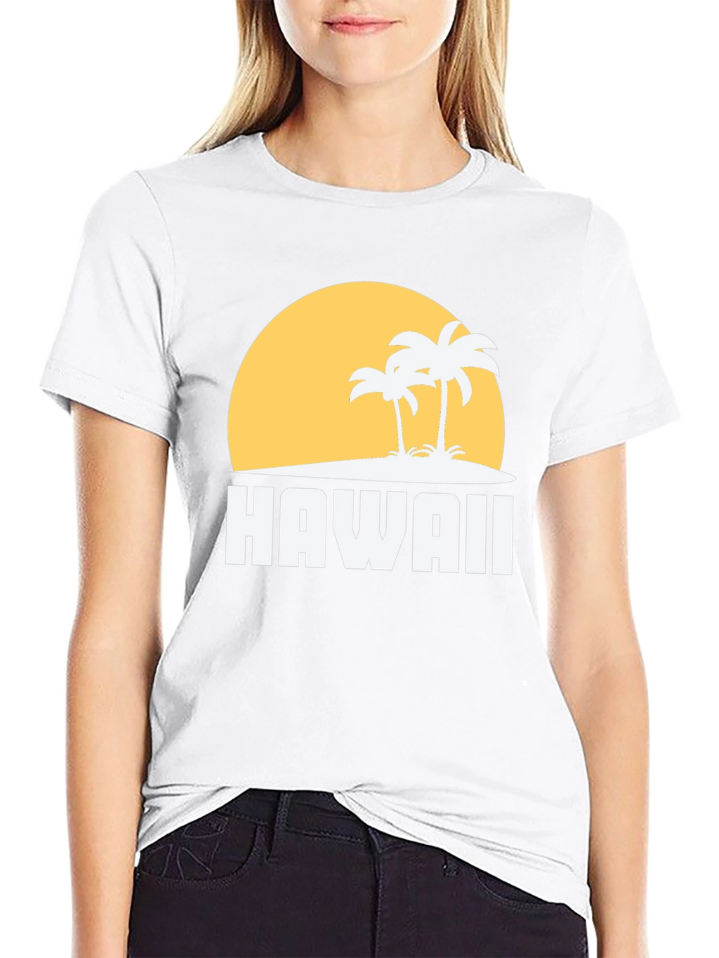 Hawaii Sunset Palm Tree Graphic Tee - Black