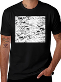 Abstract Black & White Swirl Graphic Tee