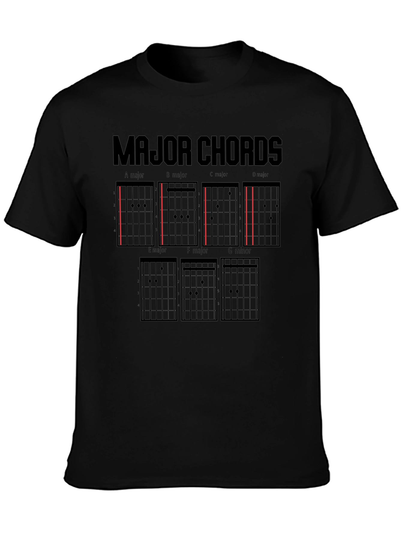 Guitar Chords T-Shirt - Major Chords Diagrams