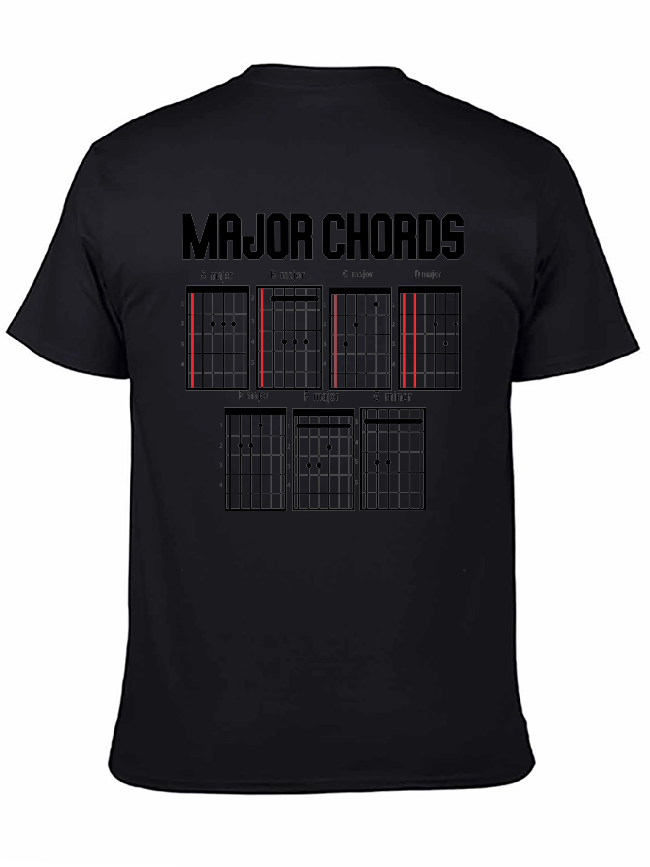 Guitar Chords T-Shirt - Major Chords Diagrams