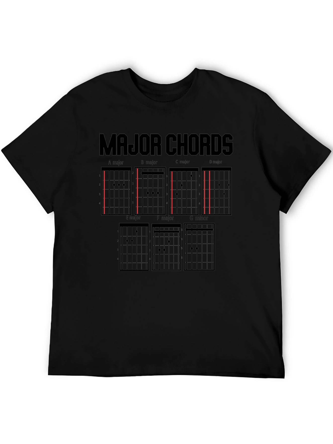 Guitar Chords T-Shirt - Major Chords Diagrams