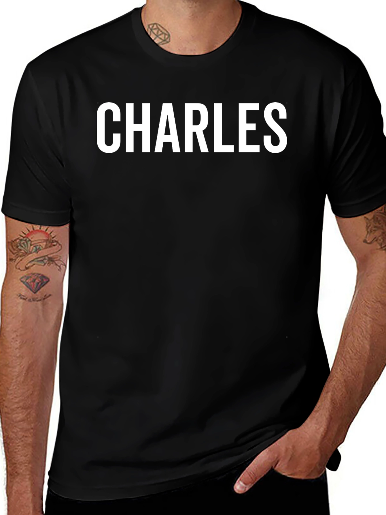 Charles Black T-Shirt - Personalized Name Tee