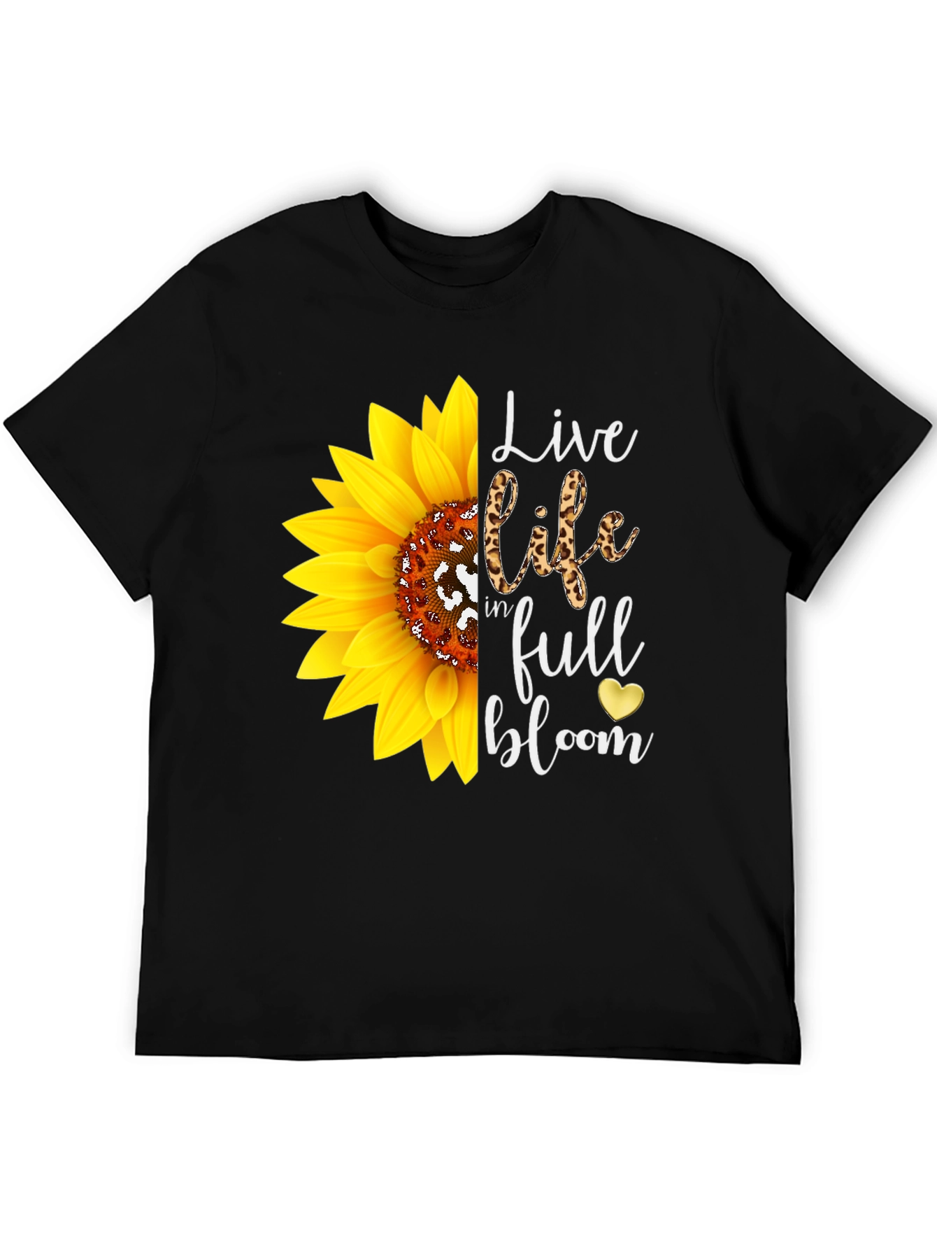 Sunflower Leopard Print T-Shirt - Live Life in Full Bloom