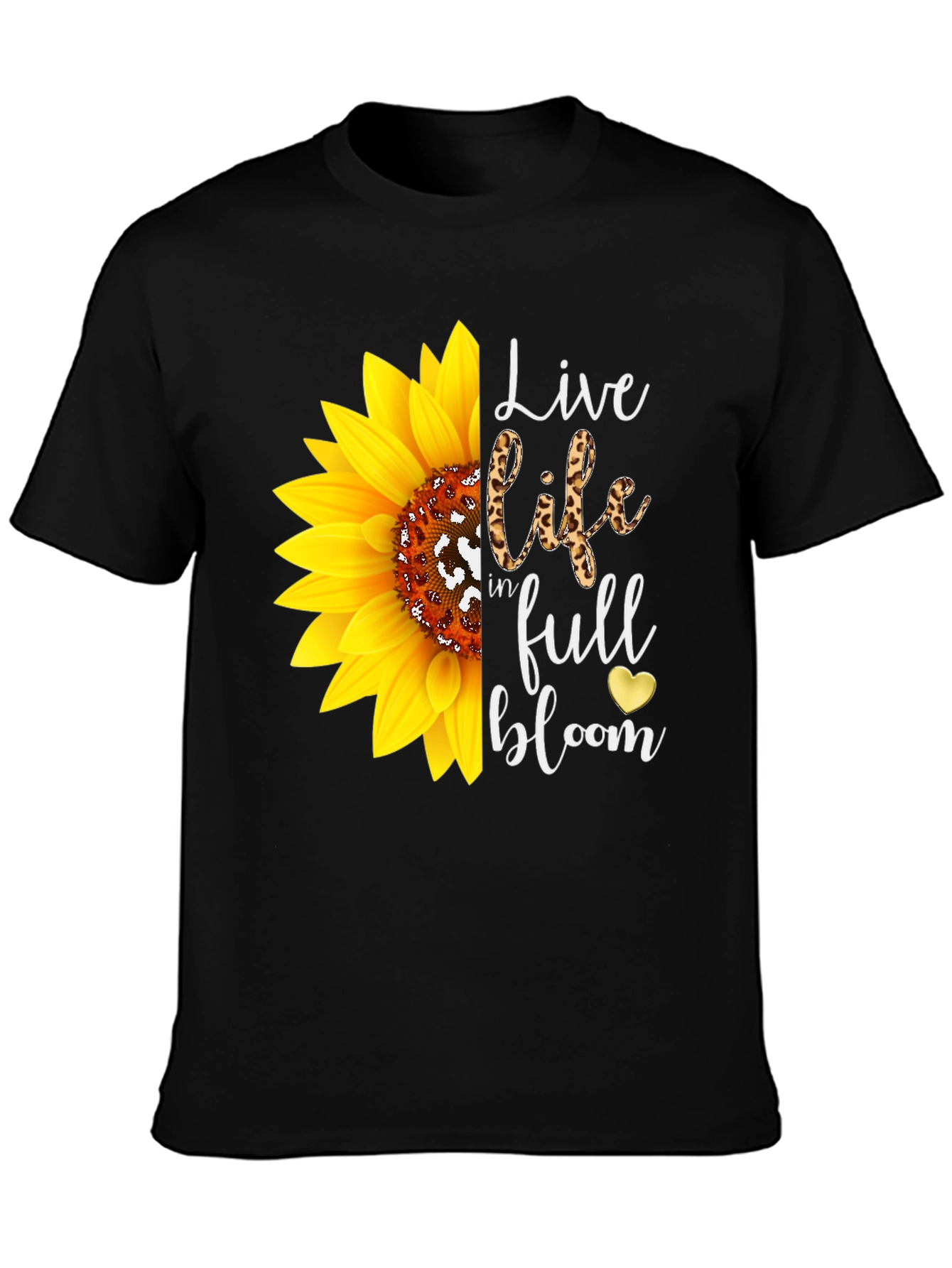 Sunflower Leopard Print T-Shirt - Live Life in Full Bloom