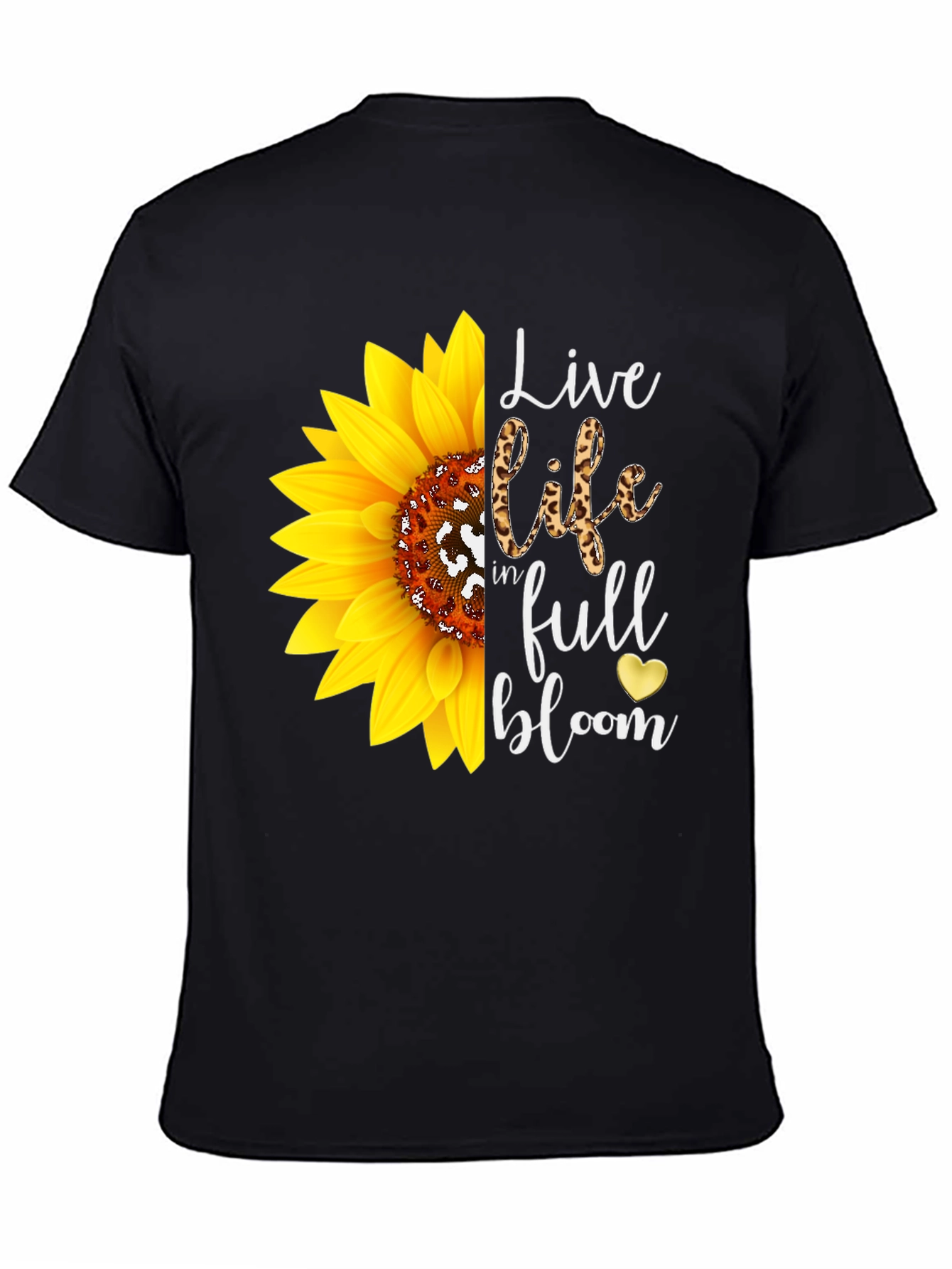 Sunflower Leopard Print T-Shirt - Live Life in Full Bloom