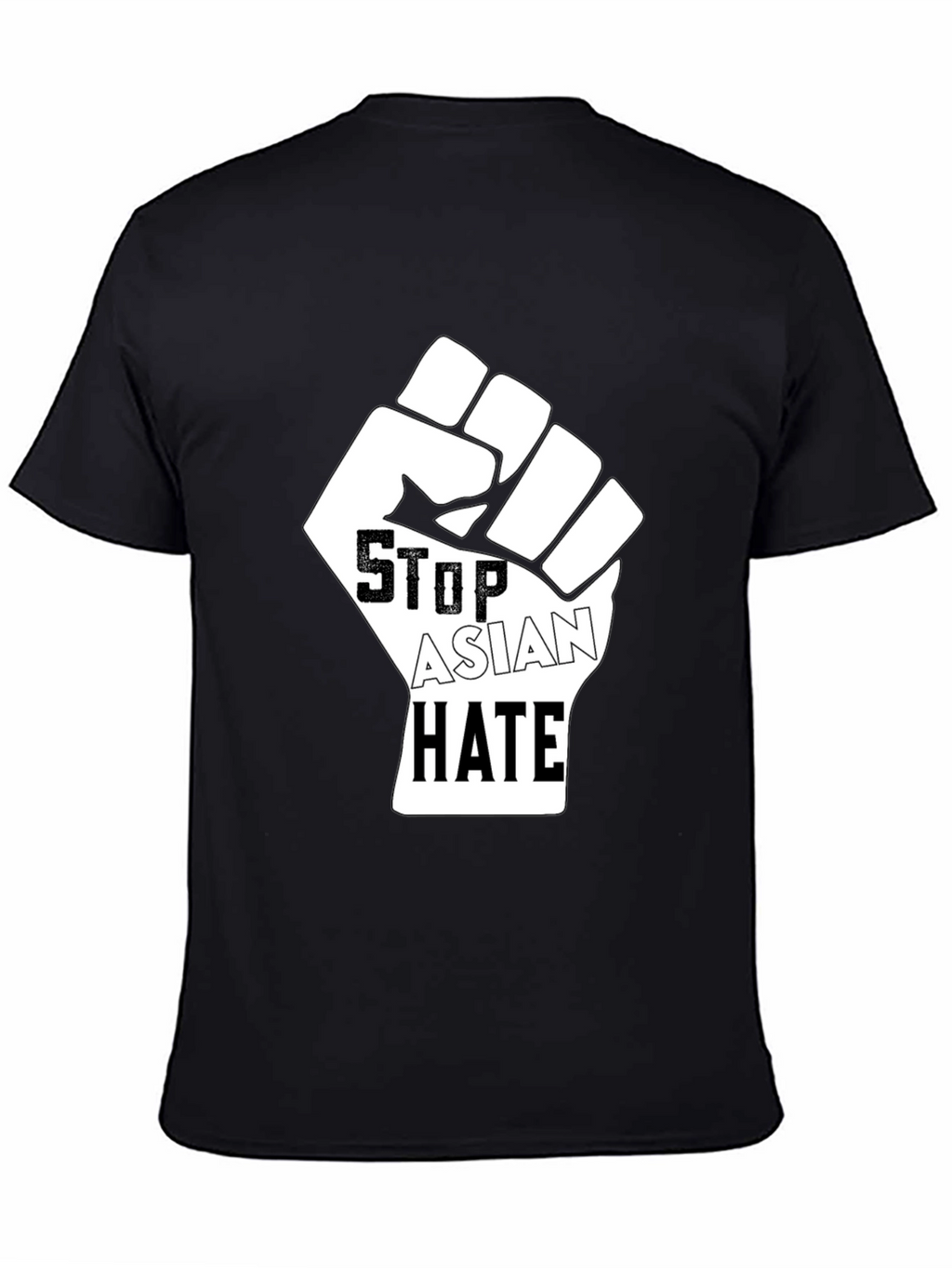 Stop Asian Hate Fist Graphic T-Shirt - Black