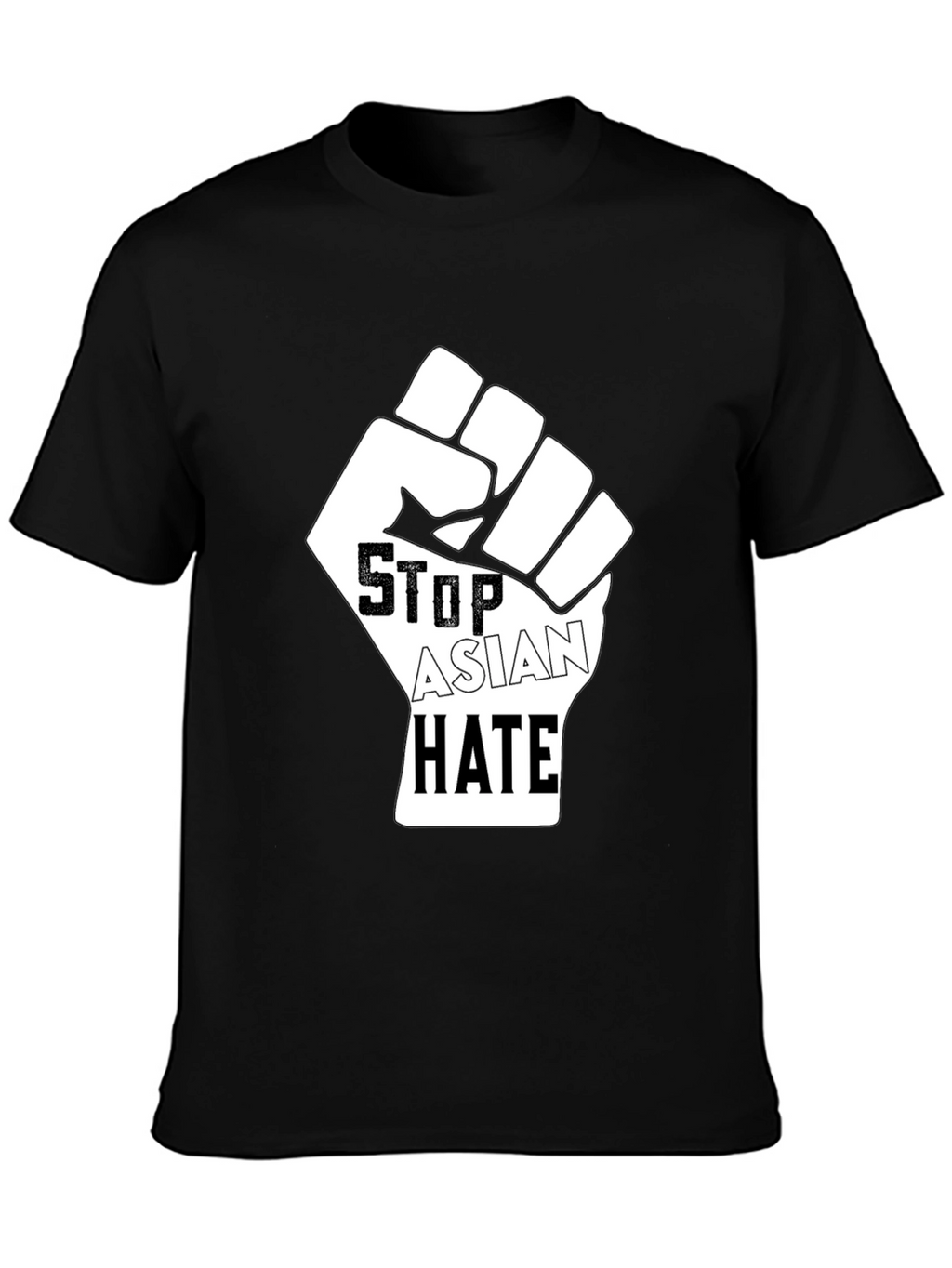 Stop Asian Hate Fist Graphic T-Shirt - Black