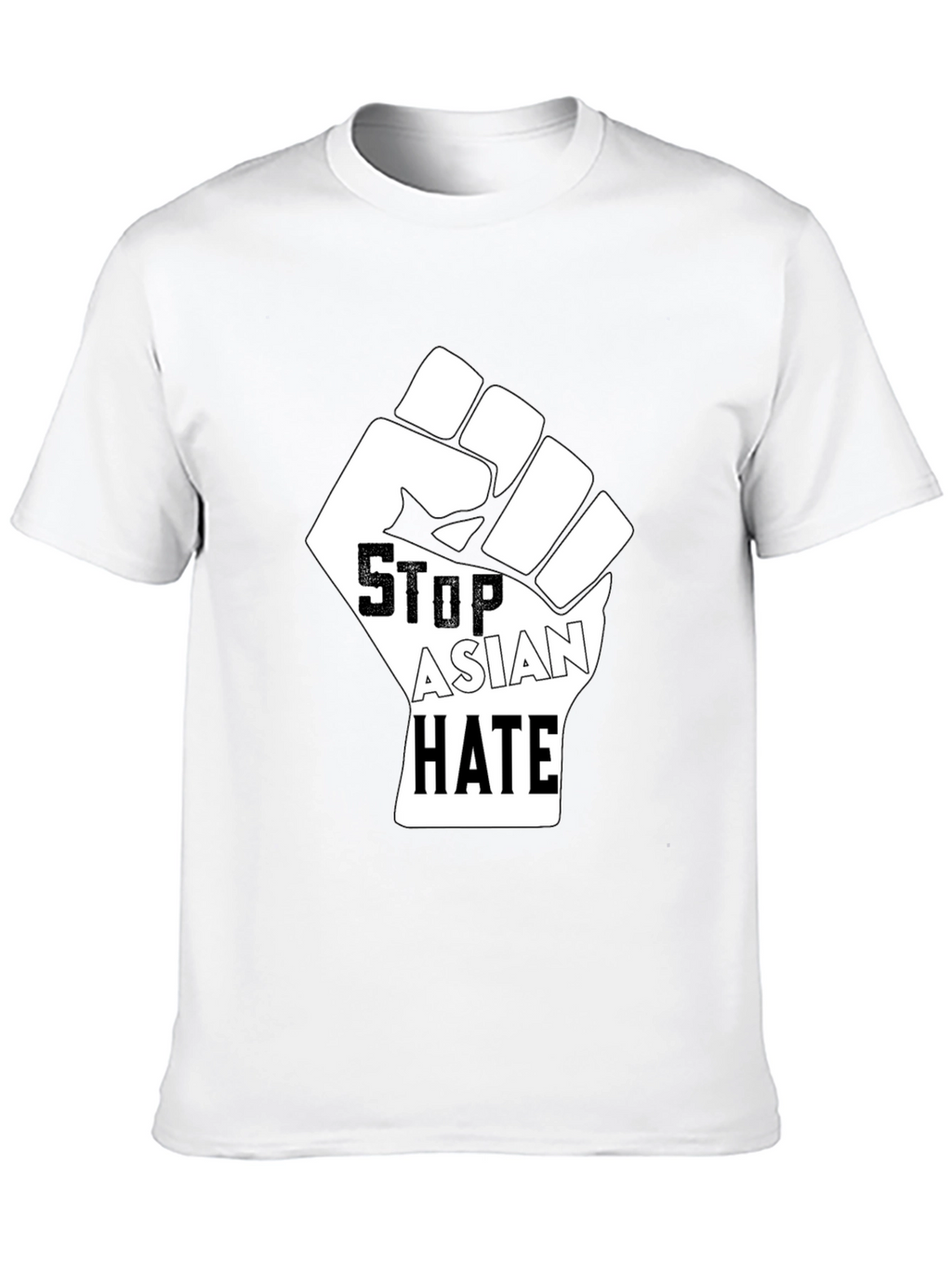 Stop Asian Hate Fist Graphic T-Shirt - Black