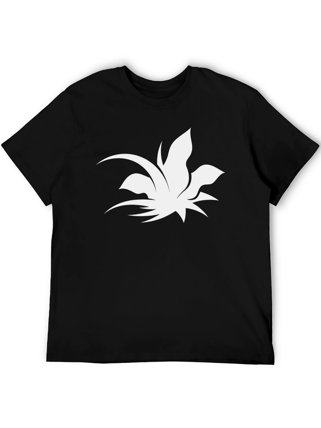 Stylish Black Tee with Abstract Plant Design