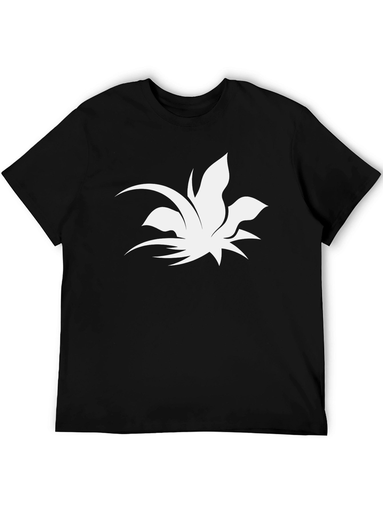 Stylish Black Tee with Abstract Plant Design