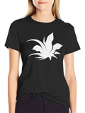Stylish Black Tee with Abstract Plant Design