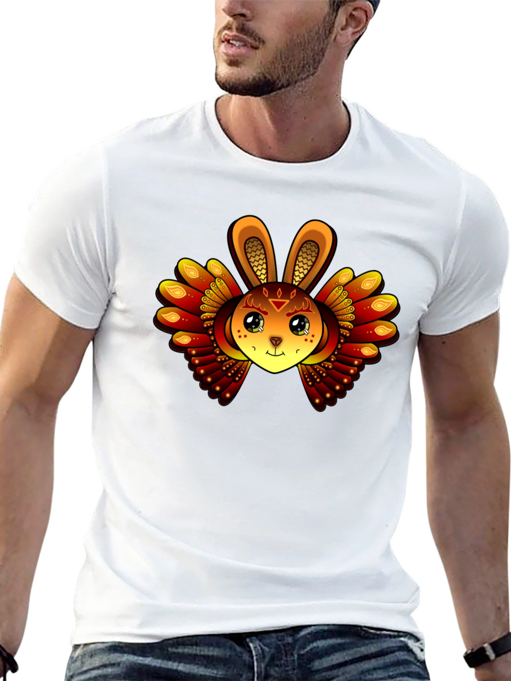 Mystic Rabbit Graphic Tee - Black Cotton Blend