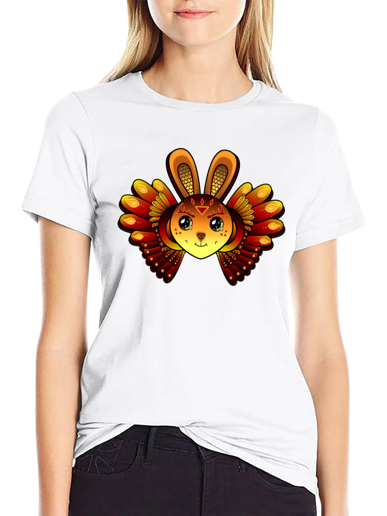 Mystic Rabbit Graphic Tee - Black Cotton Blend