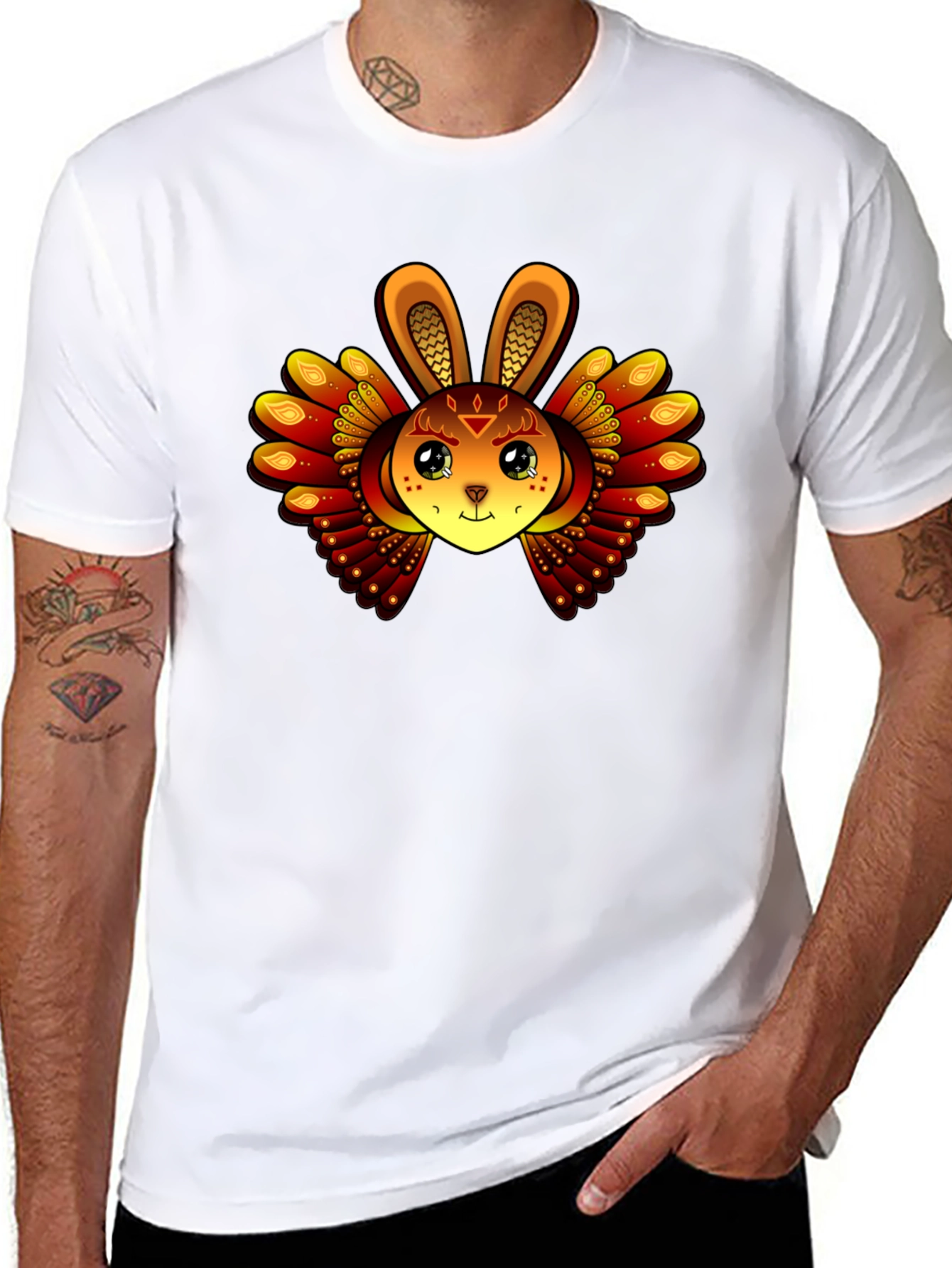 Mystic Rabbit Graphic Tee - Black Cotton Blend
