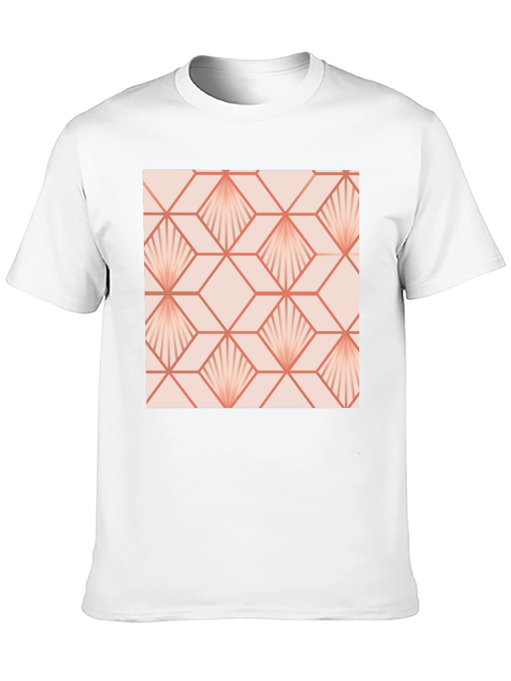 Geometric Fan Pattern Black T-Shirt
