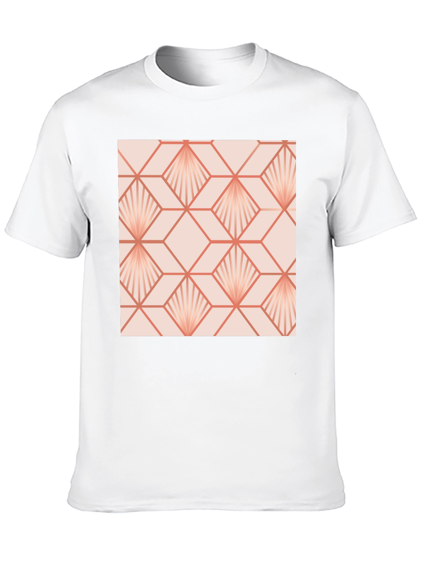 Geometric Fan Pattern Black T-Shirt