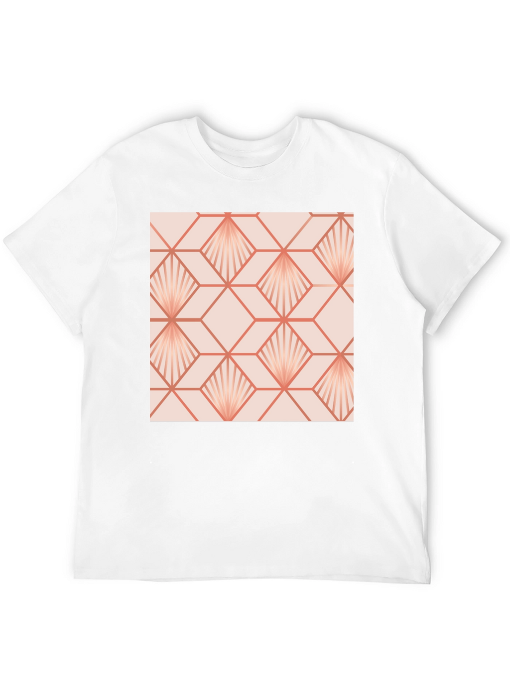 Geometric Fan Pattern Black T-Shirt