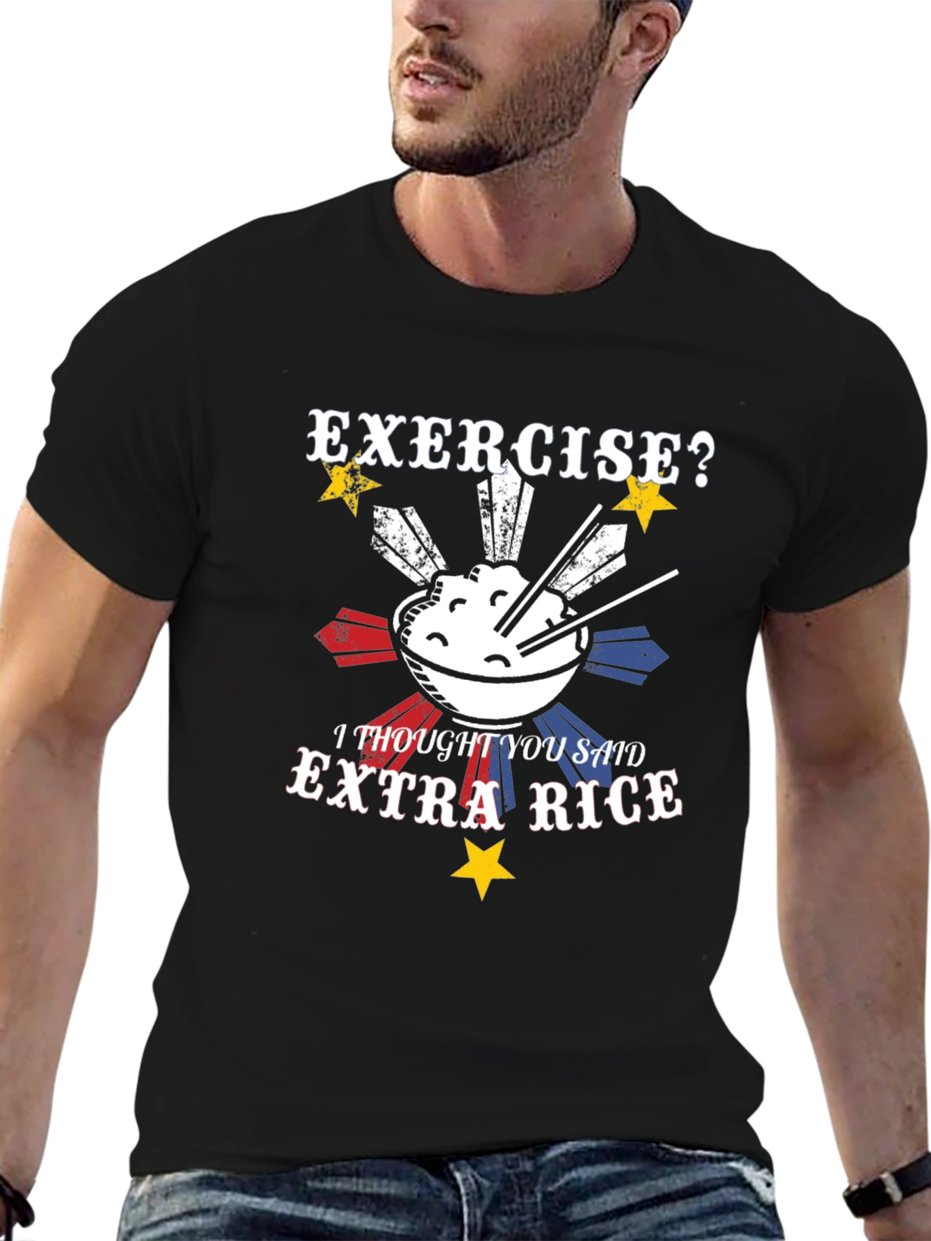 Exercise? Extra Rice T-Shirt - Funny Foodie Tee