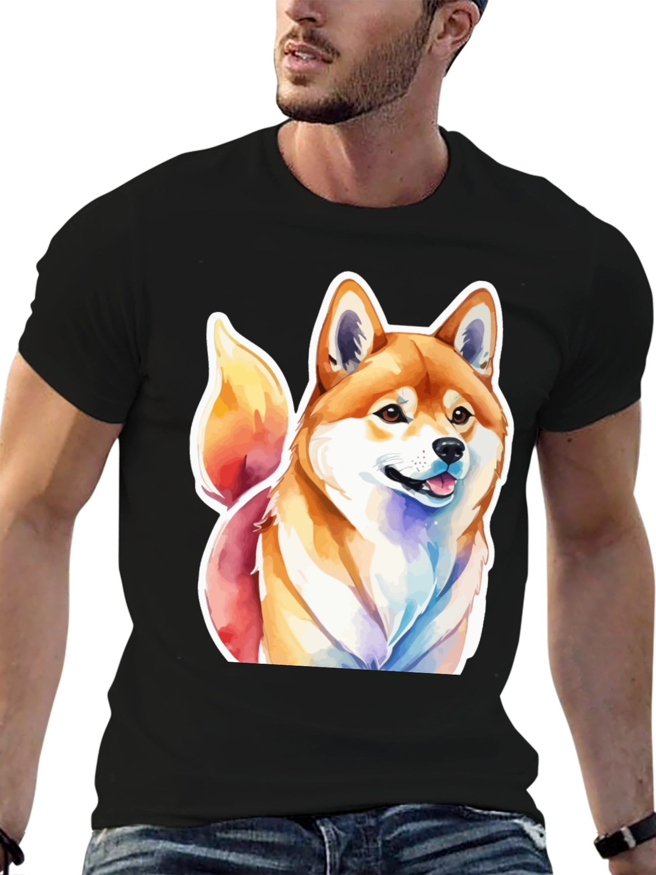 Shiba Inu Watercolor Graphic T-Shirt