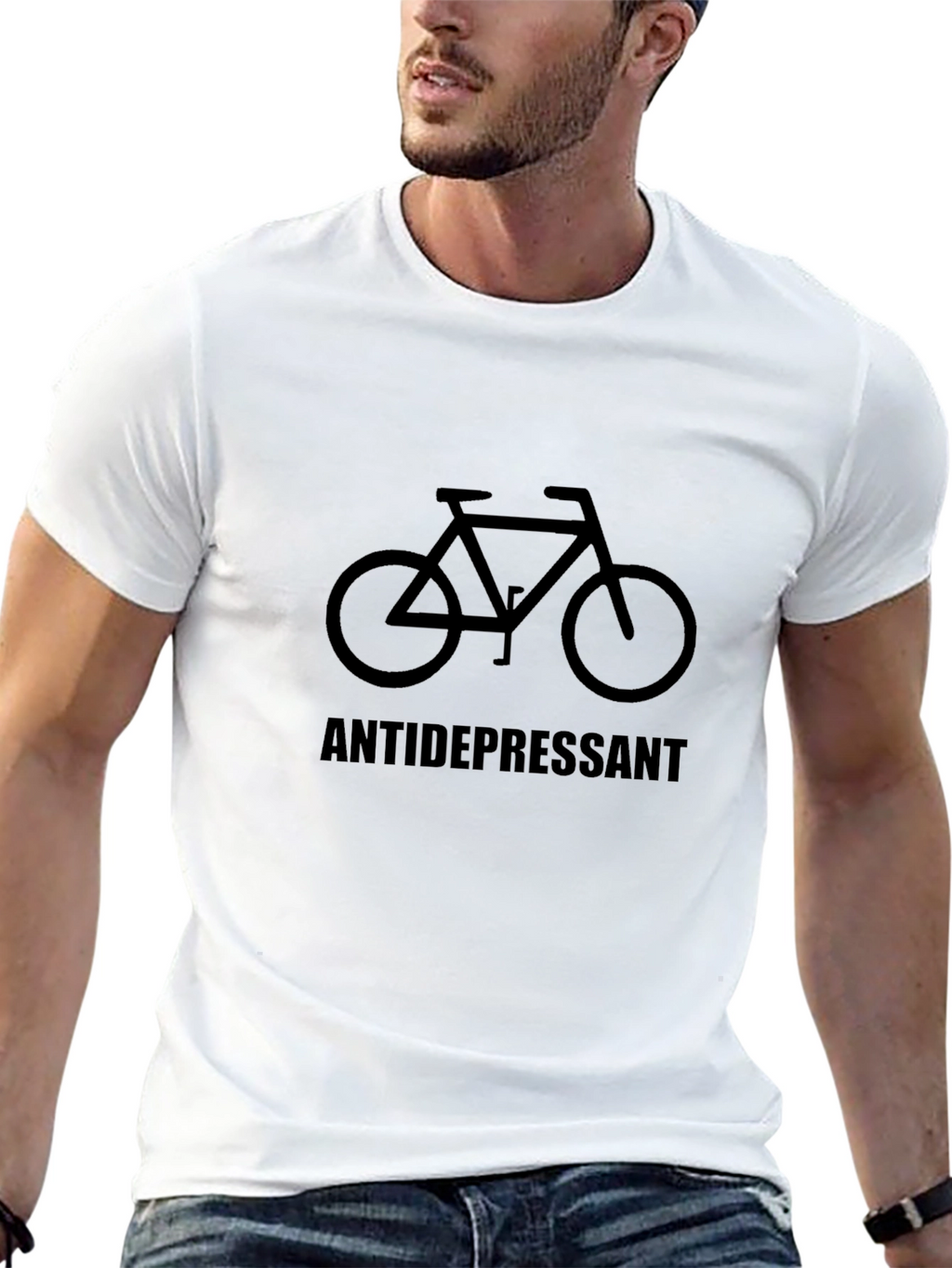 Antidepressant Bike Graphic Tee -  Black Cotton T-Shirt