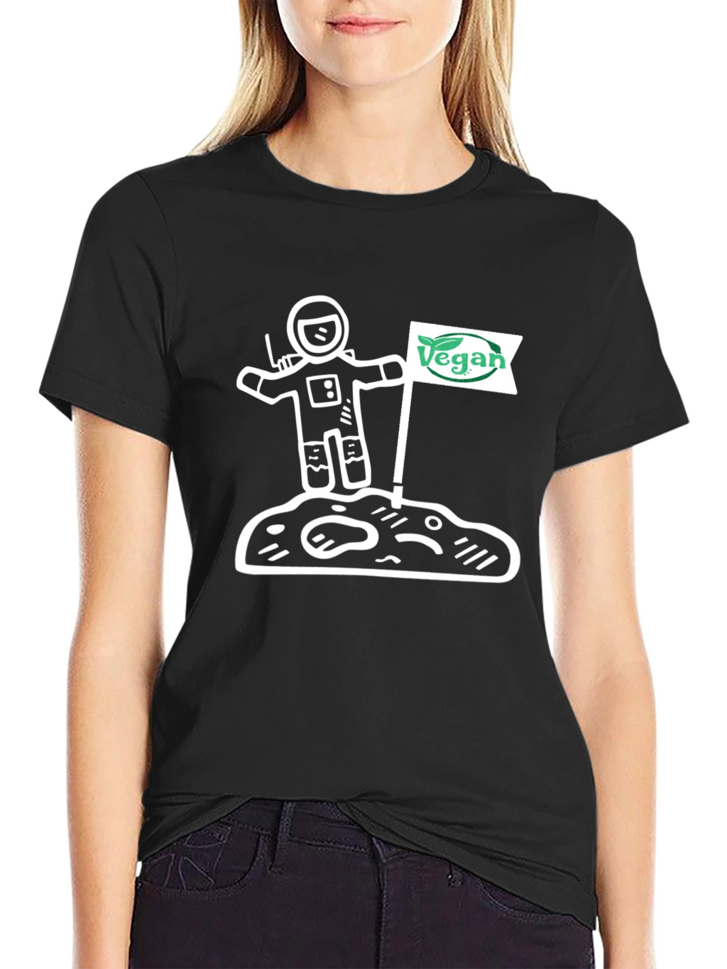 Vegan Astronaut Graphic T-Shirt - Unisex Black Tee