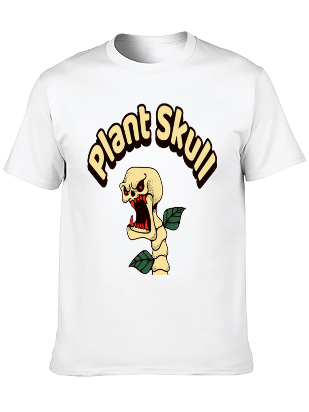 Plant Skull Graphic T-Shirt - Black Cotton Tee