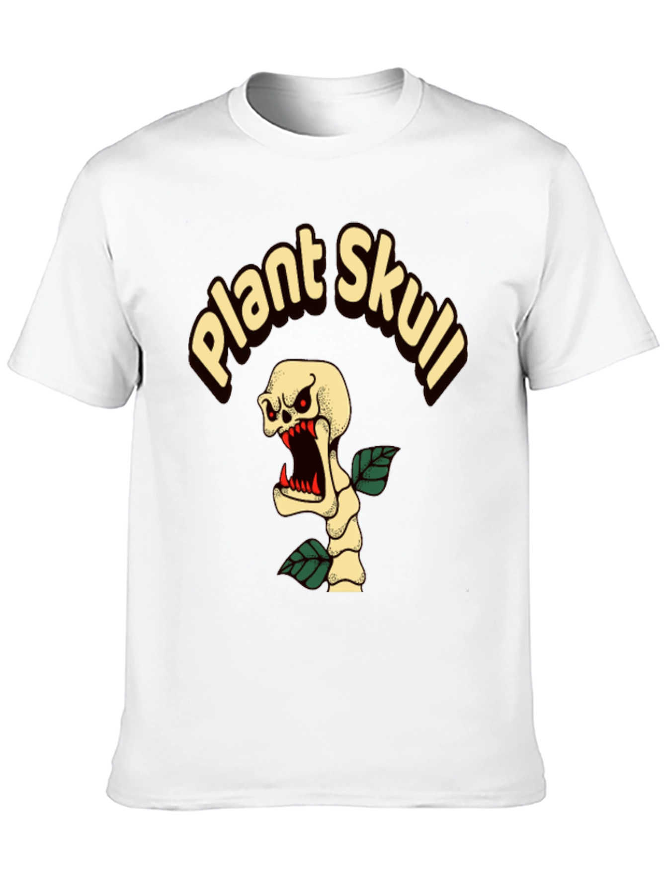 Plant Skull Graphic T-Shirt - Black Cotton Tee